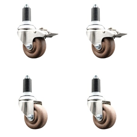 Service Caster 3.5 Inch 316SS High Temp Glass Filled Nylon 1-3/8 Inch Stem Caster Brake, 2PK SS316TTLEX20S3514-GFNSHT-2-S-2-138